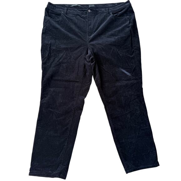 Talbots Black Corduroy Straight Leg Pants Size 22W 90's Classic Casual Office - Picture 1 of 9